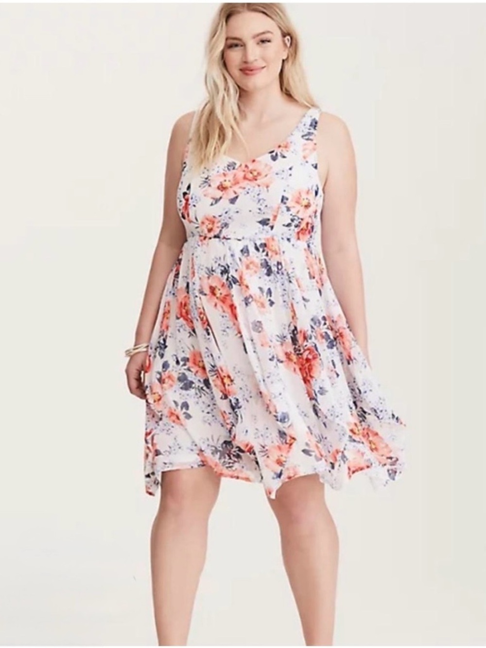 Torrid Floral Print Crinkled Chiffon knee length Dress  - Size 4X